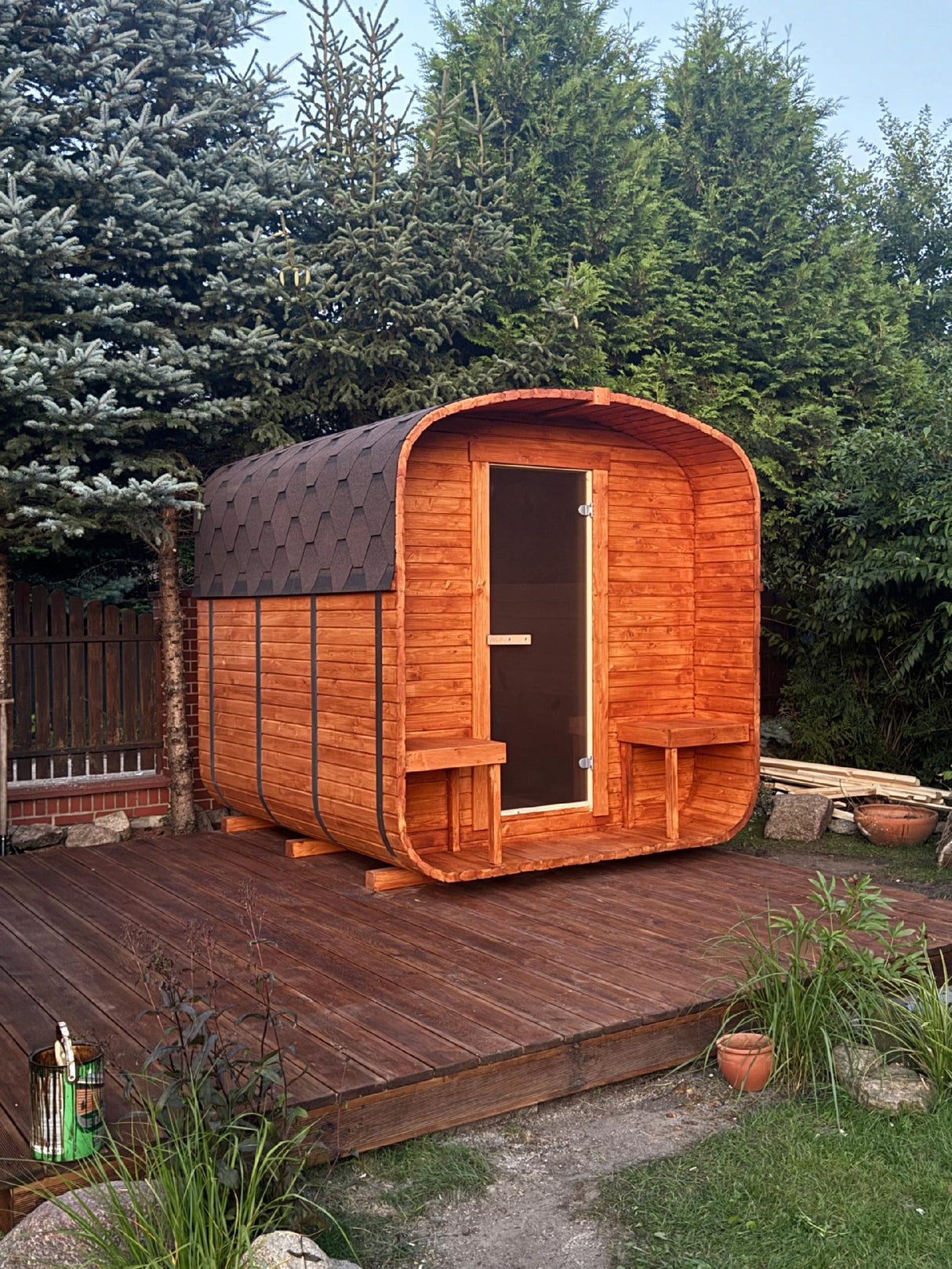 Sauna Ogrodowa z Piecem na Drewno Quadro 240 cm Szwedzkie Drewno Zestaw