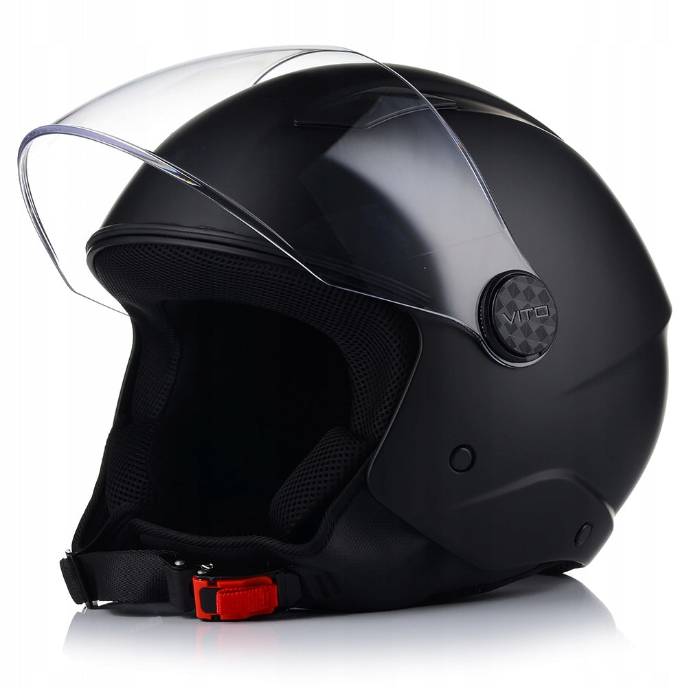 Kask Motocyklowy Otwarty CHOPPER Otwierany VITO UNO Czarny Mat S