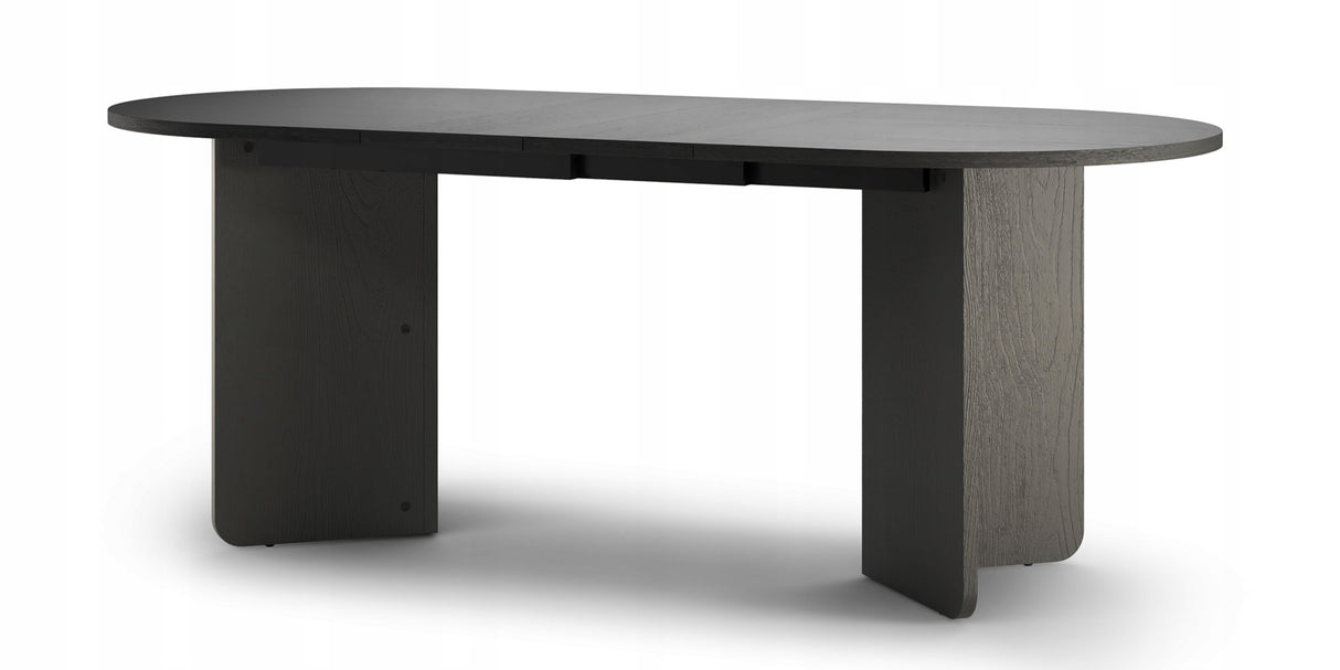 Stół Rozkładany Owalny Dwa Wkłady Powiększające Blat 140-200 x 90 cm Czarny