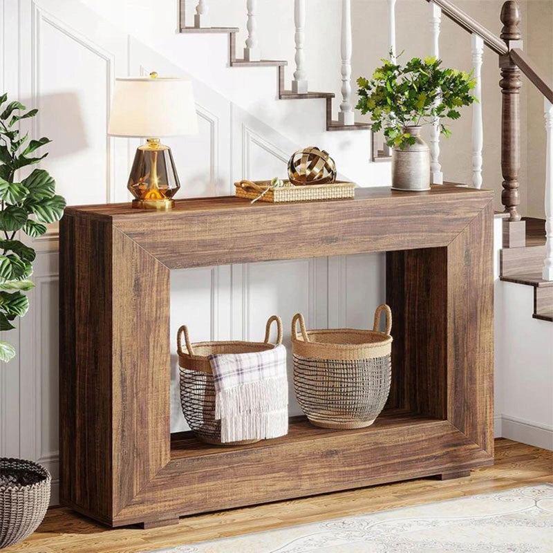 Stolik Konsolowy HOGA-JW0885X 122,5x29,8x81,8 cm Brązowy Solidny i Trwały