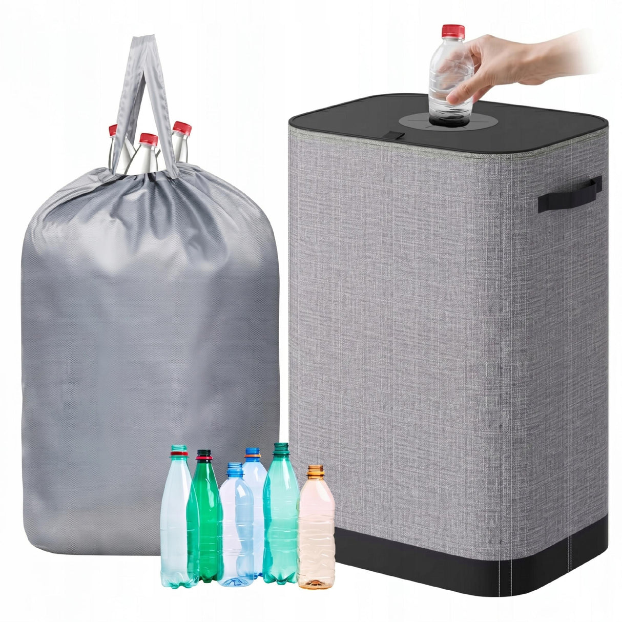 Pojemnik na Butelki Puszki 110L Kosz do Recyklingu Składany Z Workiem