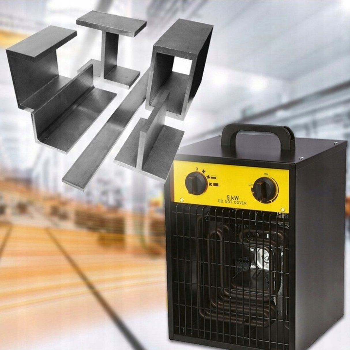 Nagrzewnica Grzejnik Farelka Dmuchawa Elektryczna 5kW na Siłę z Termostatem