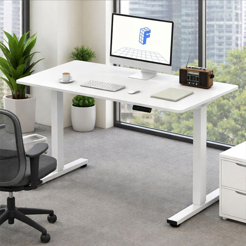 Biurko Stojące Poves Elektryczne Ergonomiczne Regulowane 100x60cm Białe