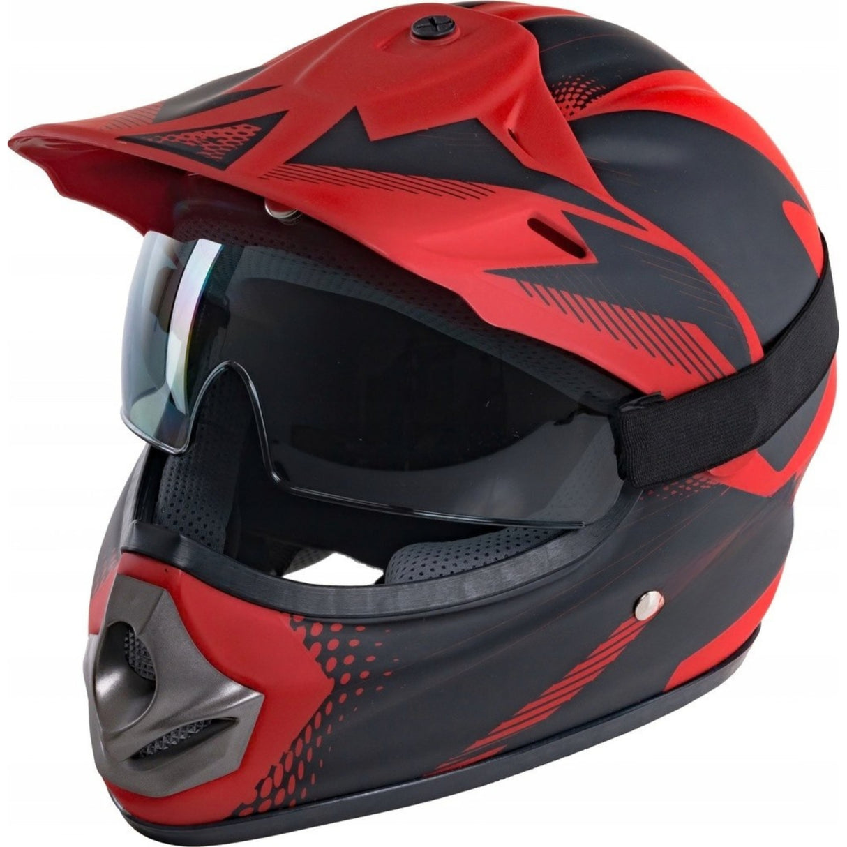 Kask Motocyklowy Crossowy Enduro na Motor Quad Skuter XXS 51-52 cm Czerwony
