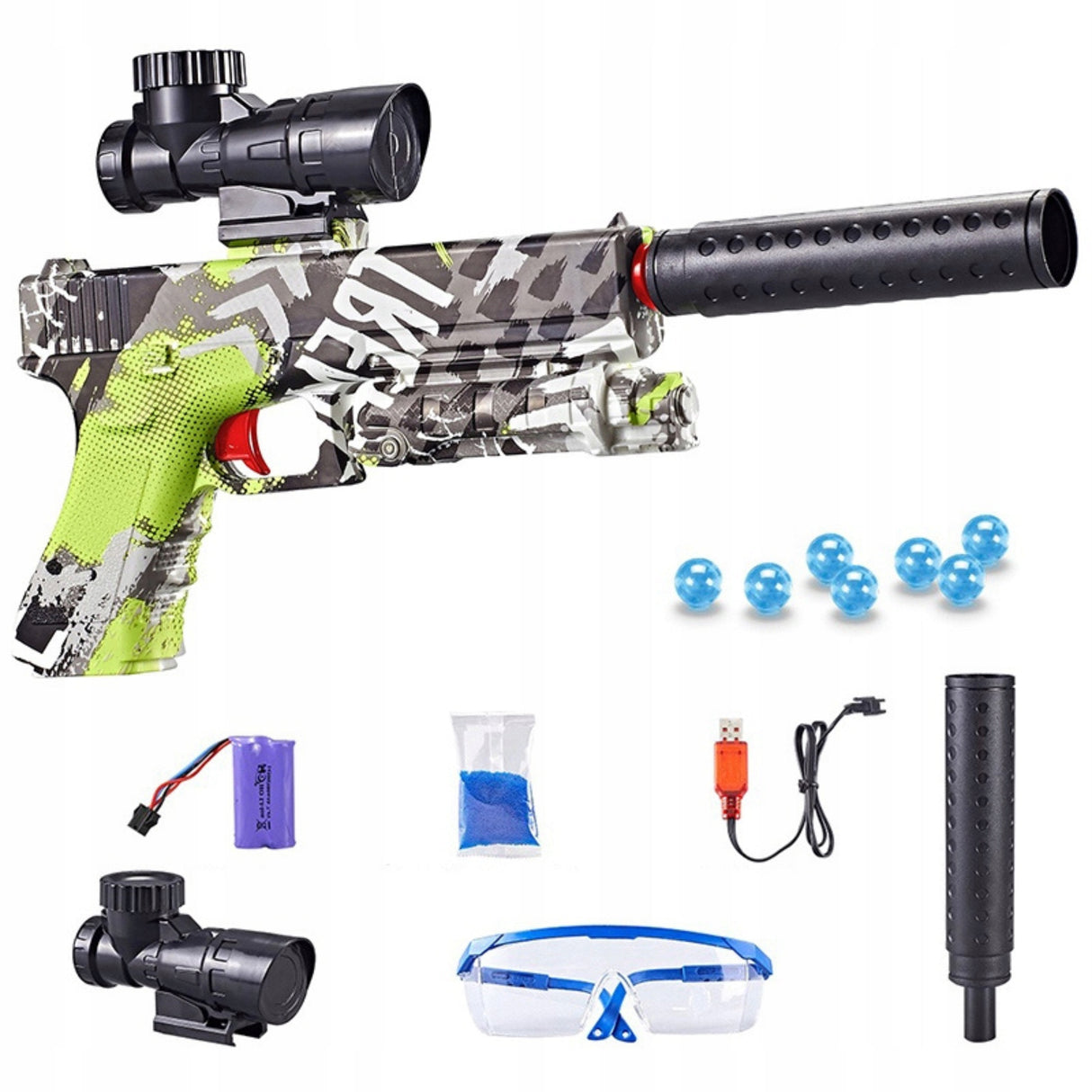 Pistolet Karabin Kulki Żelowe Wodne Orbeez Automat Akumulator Glock Zestaw
