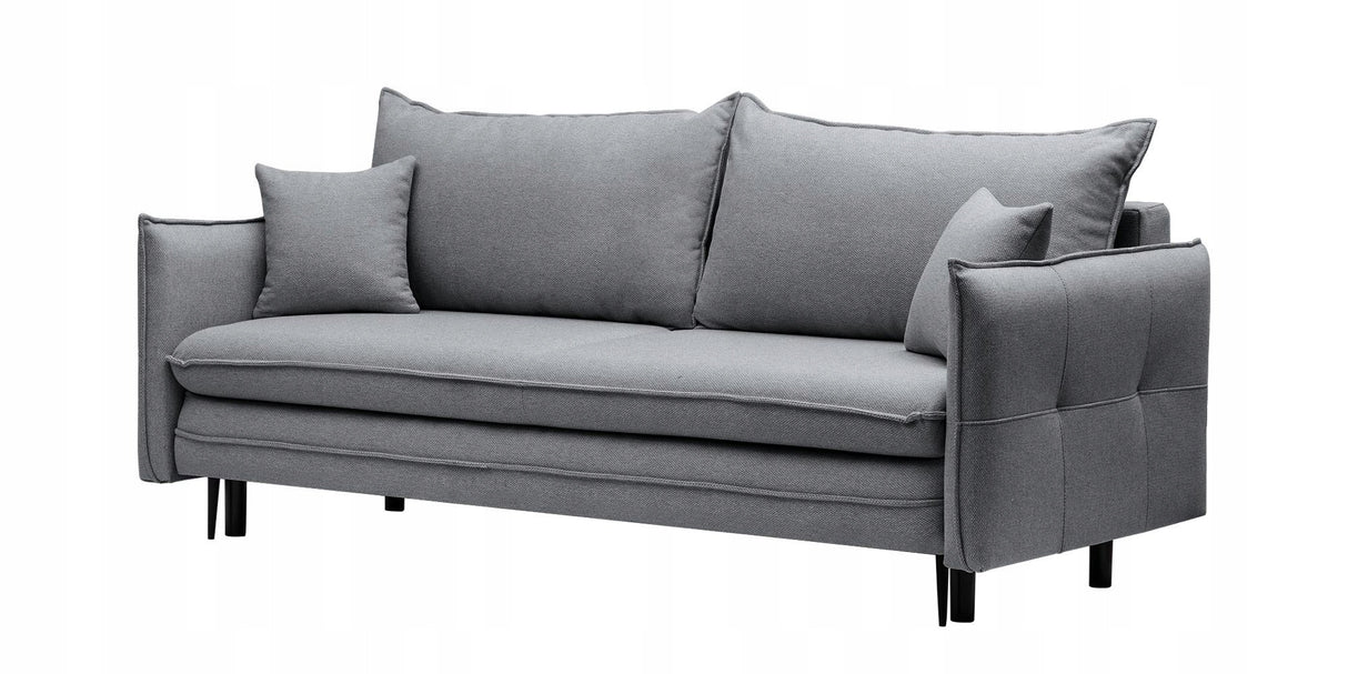 Sofa Rozkładana z Funkcją Spania i Pojemnikiem Ciemno-Szara 218 x 105 cm
