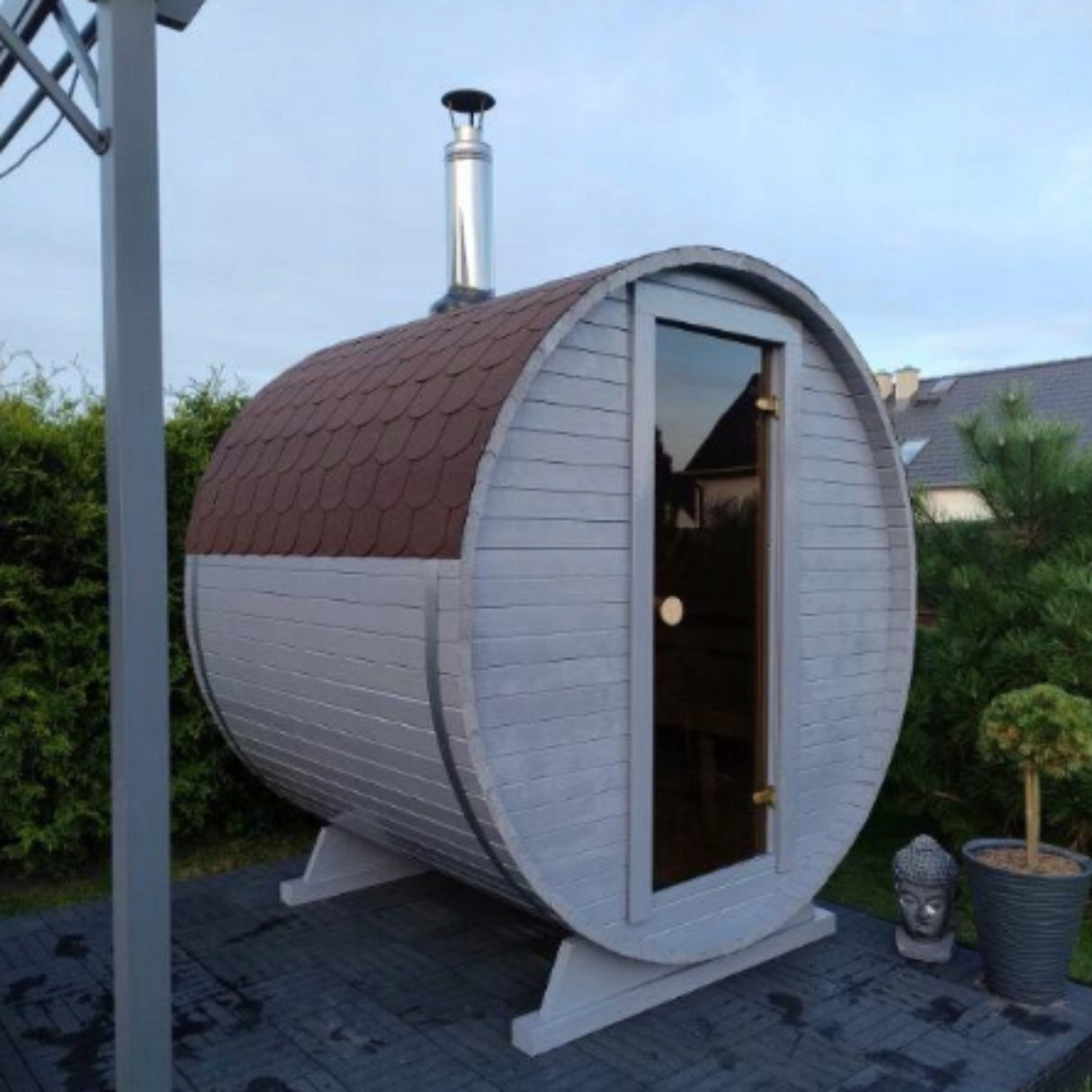 Sauna Ogrodowa Beczka 180 cm z Piecem na Drewno do Samodzielnego Montażu