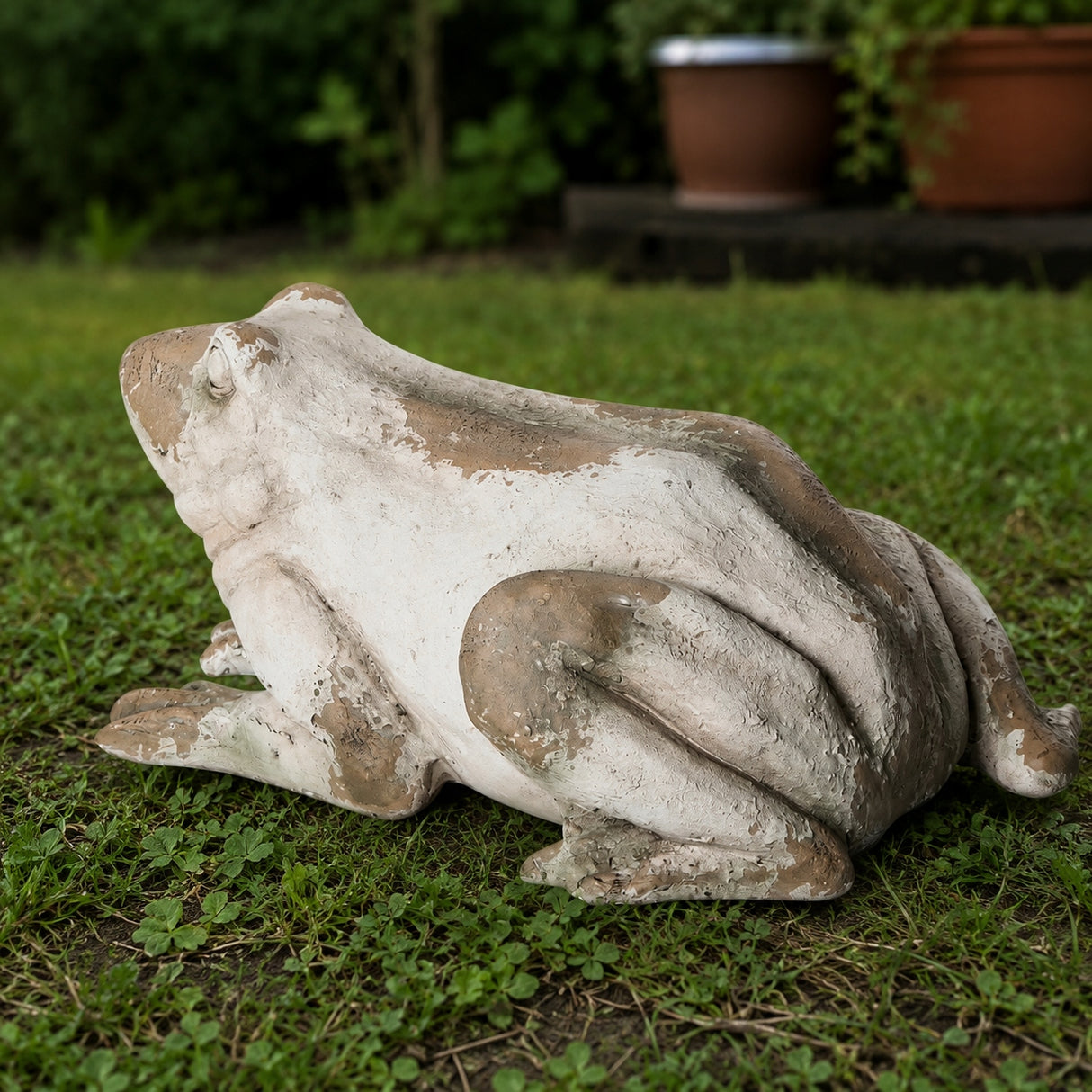Figurka Ogrodowa Dekoracyjna do Ogrodu Wnętrza Ozdobna Żaba Beżowa 4kg