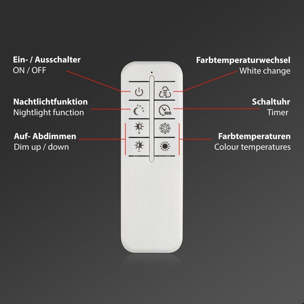 Lampa Sufitowa LED Briloner Leuchten z Pilotem Ściemniana Regulacja Barwy