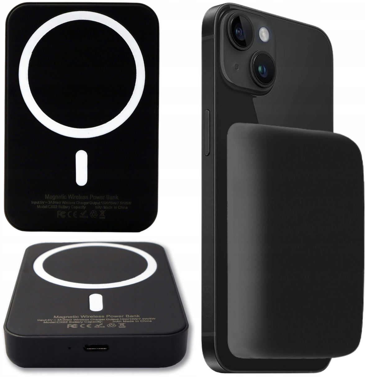 Powerbank Bezprzewodowy MAGSAFE Do IPHONE 11 12 13 14 15 Kompaktowy10000MAH