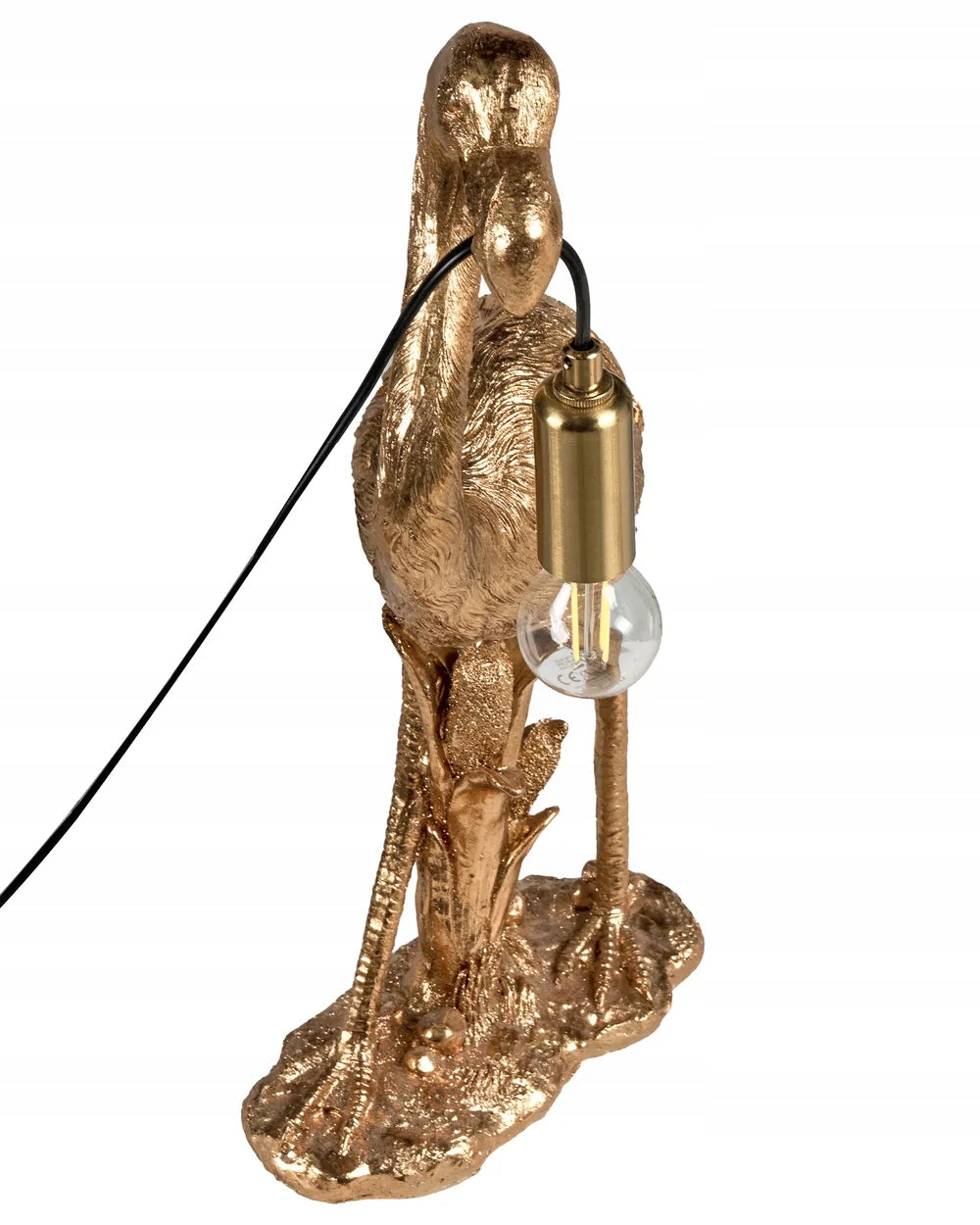 Lampa Złota Stołowa Flaming Złoty Elegancka Lampka Nocna w Kształt Flaminga