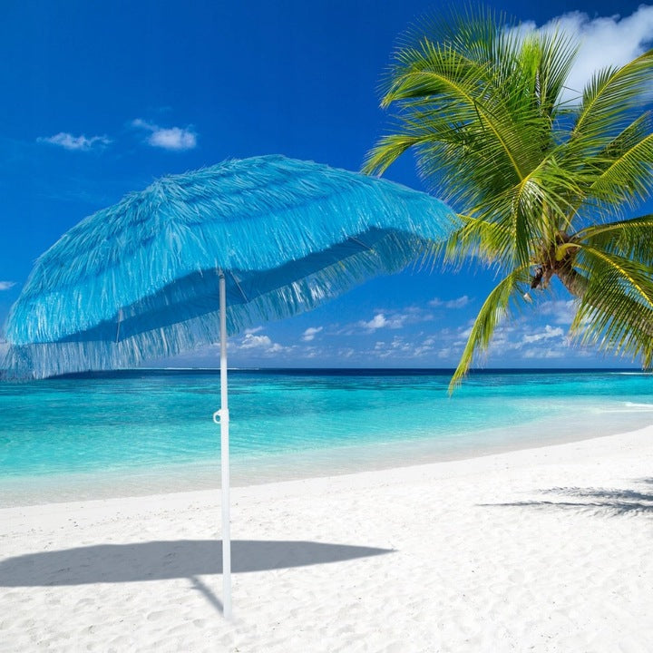 Parasol Plażowy Duży Ogrodowy Hawajski Łamany Taras Plaża 150 Cm Niebieski