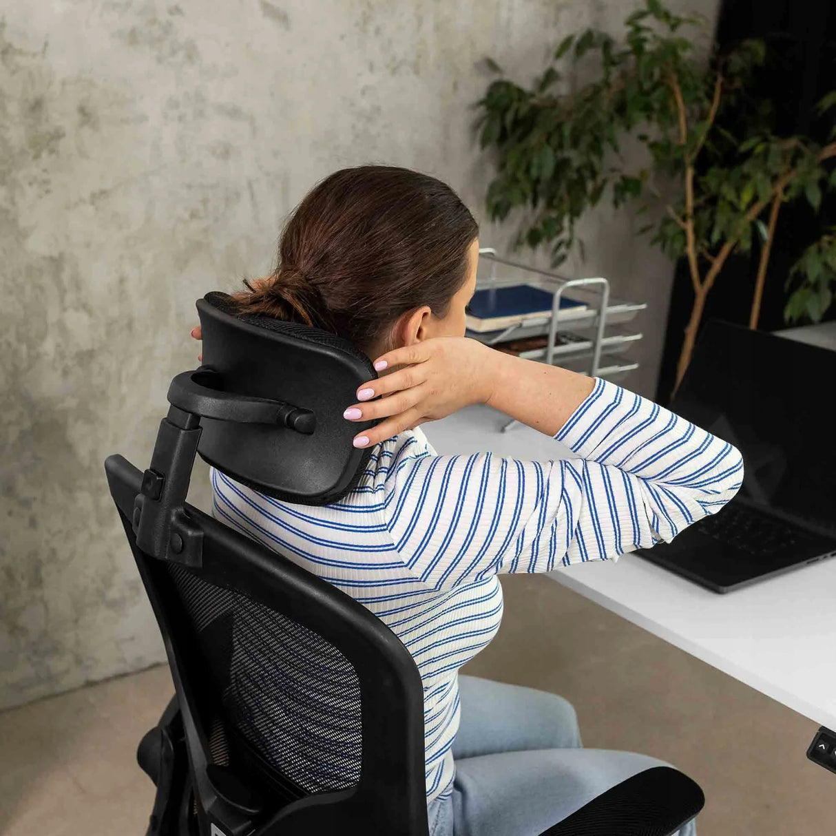 Fotel Obrotowy Biurkowy z Regulacją Materiałowy Ergonomiczny Czarny 126cm
