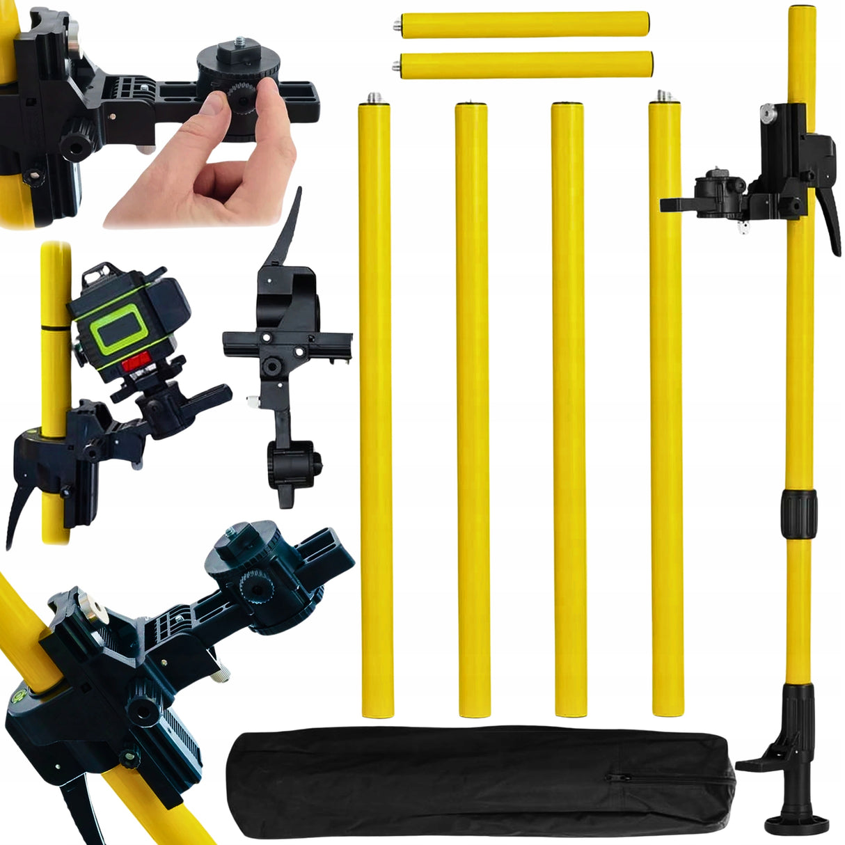 TYCZKA ROZPOROWA STATYW LASER POZIOMICA LASEROWA 420CM ADAPTER DO SKOSÓW