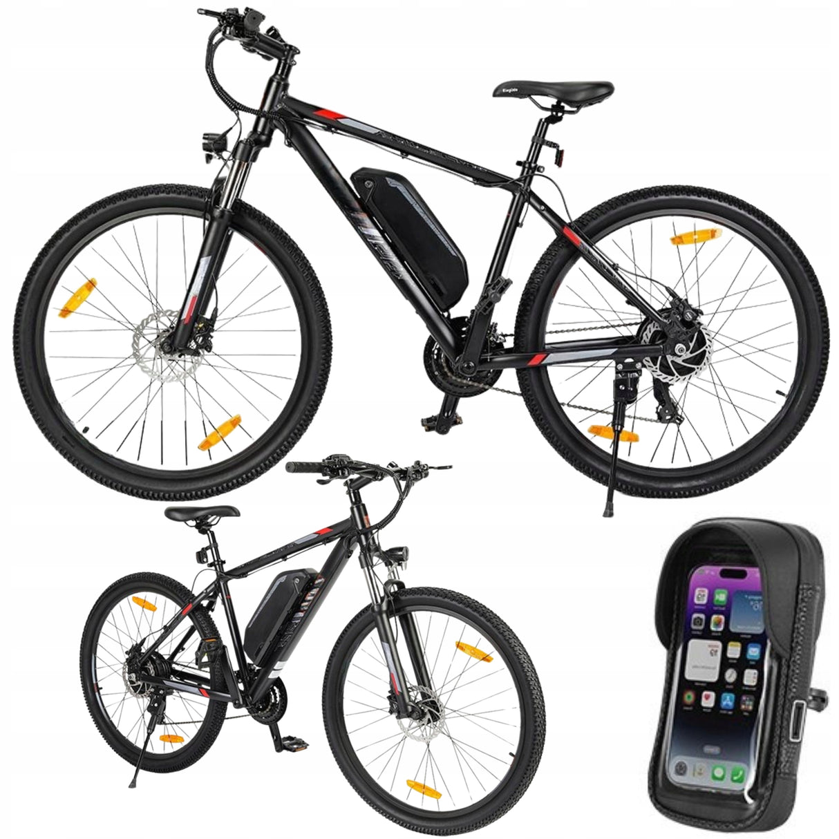 Rower Elektryczny MTB Czarny Rama 18" Cali 15AH 250W Koło 27,5" Cali