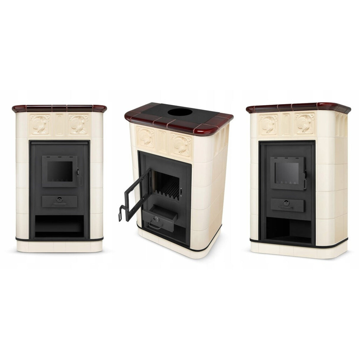 Kominek Kaflowy Piec Koza Ceramiczny Komin Piecyk Beżowy 9kW