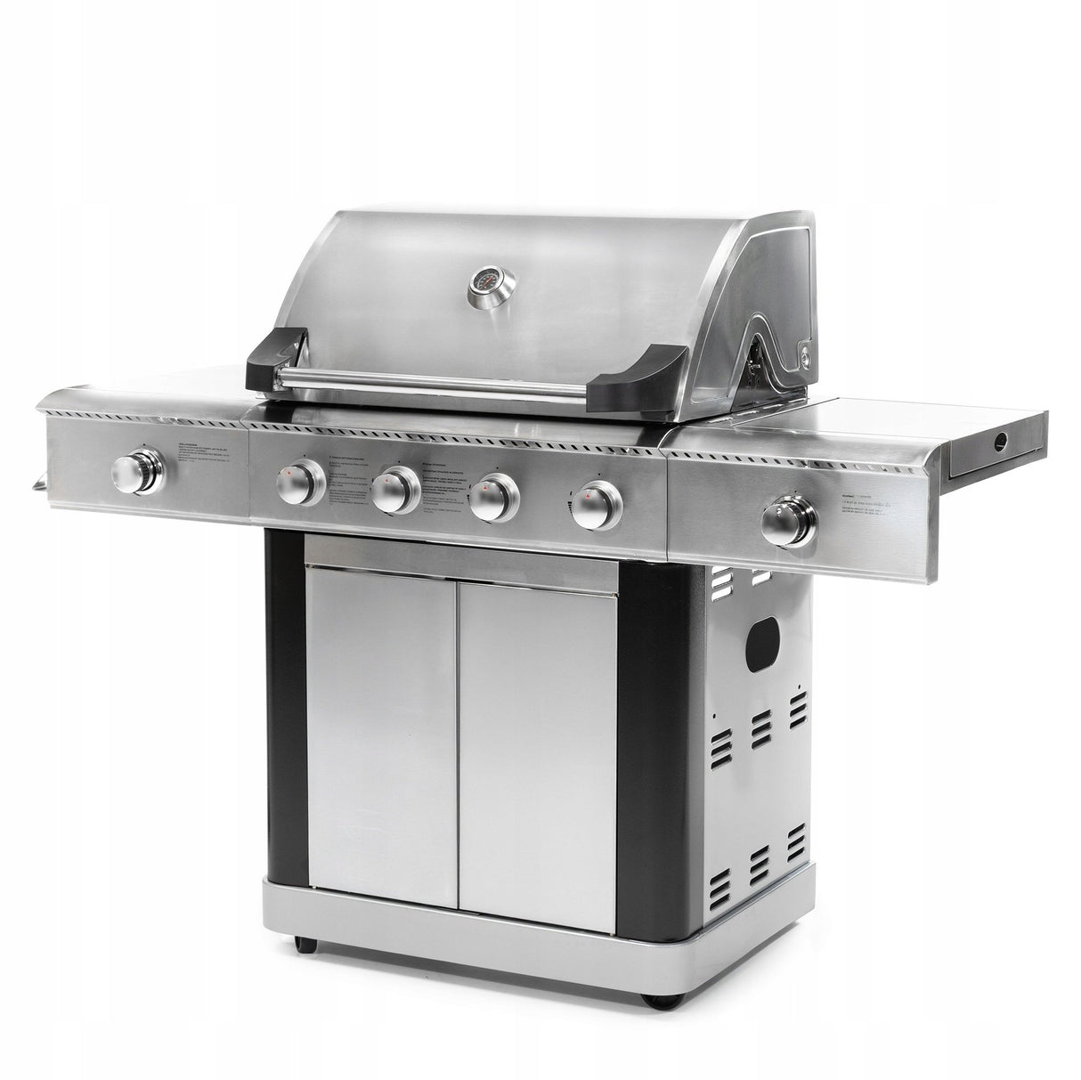 Grill Gazowy Ogrodowy z Kuchenką Boczną 5 Palnikó +Pokrowiec Srebrny 22,5kW