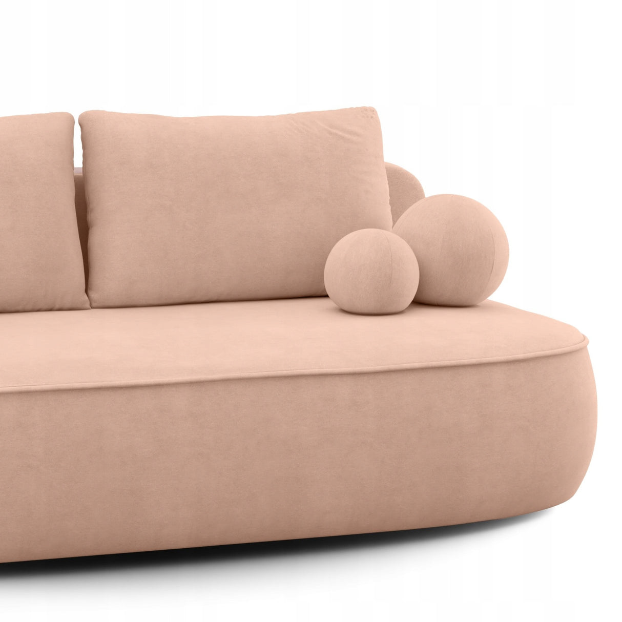 Sofa Zaokrąglony Kształt z Funkcją Spania Pojemnikiem Brzoskwiniowa 212x100