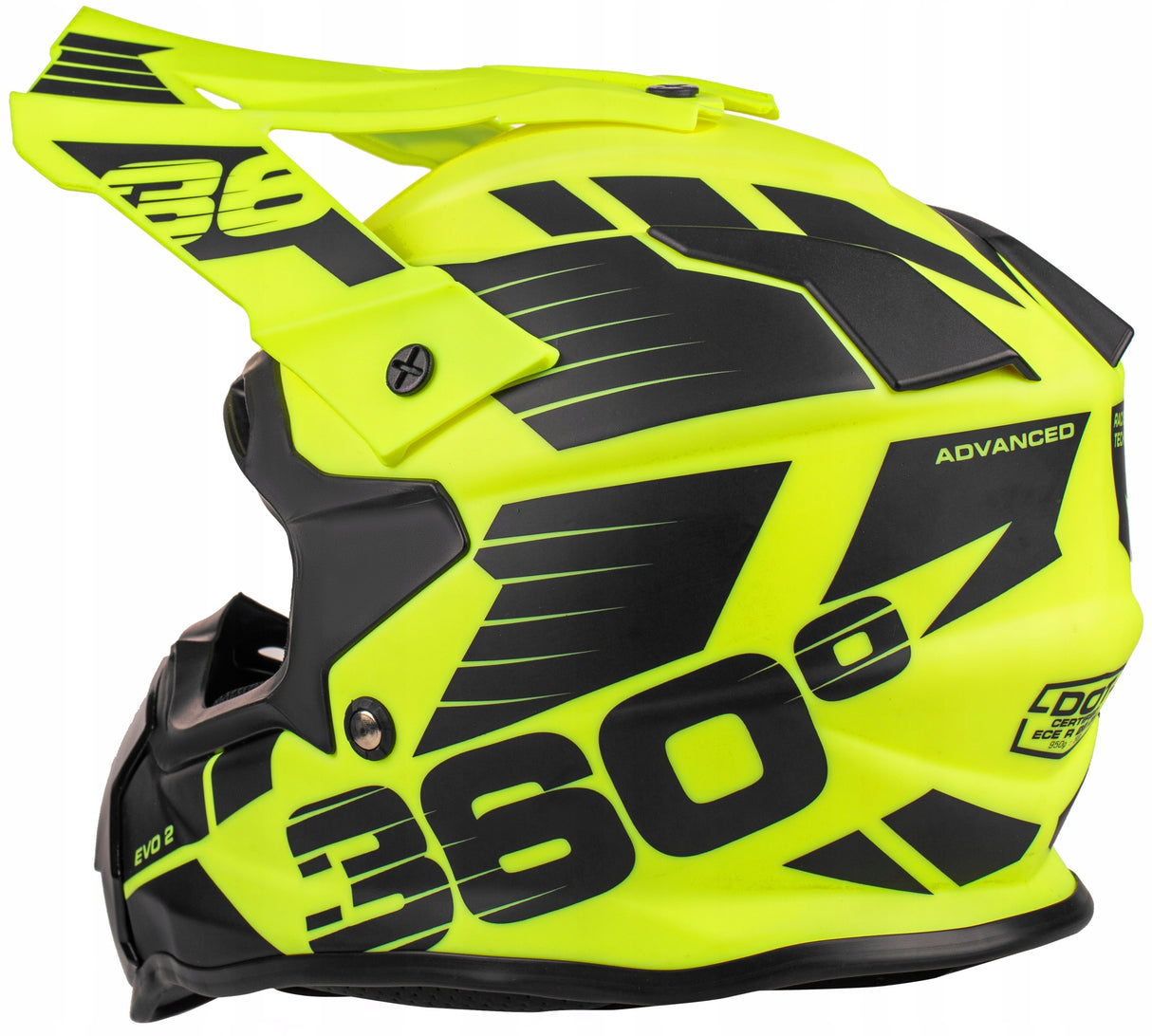Kask Cross Enduro S Fluo Żółty MTB Quad Lekki Daszek Homologacja EU
