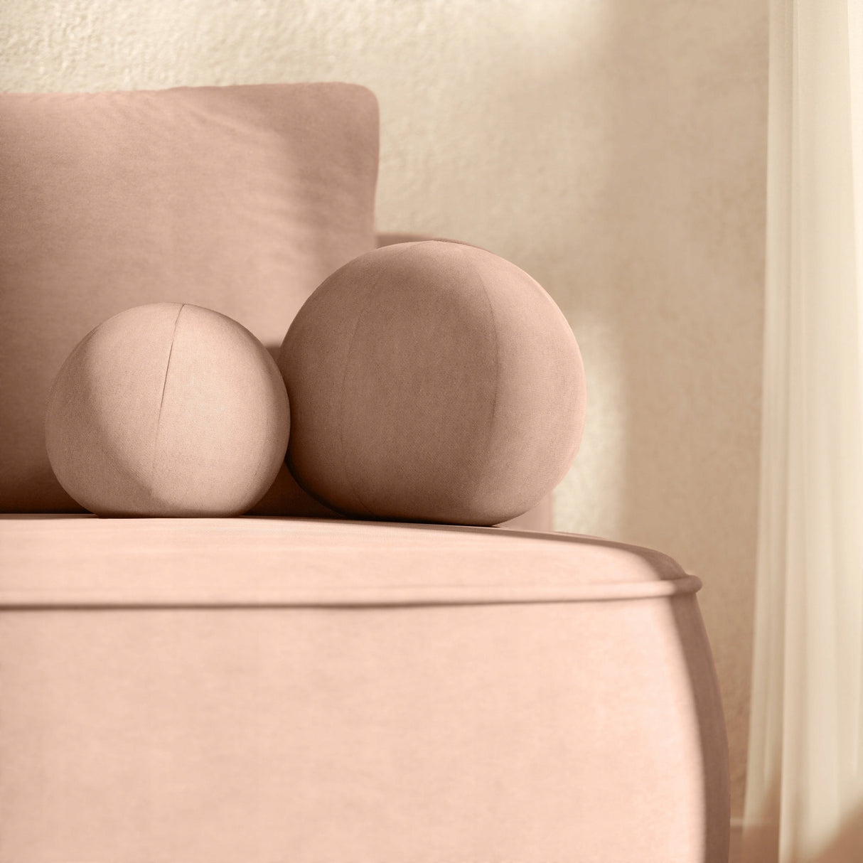 Sofa Zaokrąglony Kształt z Funkcją Spania Pojemnikiem Brzoskwiniowa 212x100