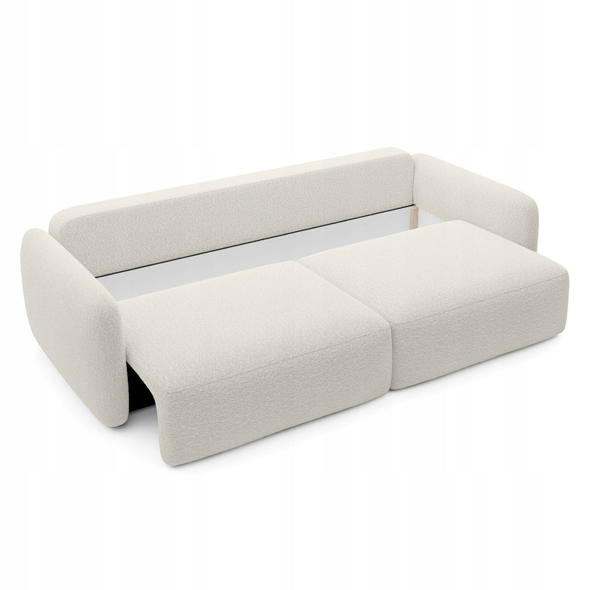 Sofa Rozkładana z Funkcją Spania Pojemnikiem Kremowa 238x103cm Tkanina