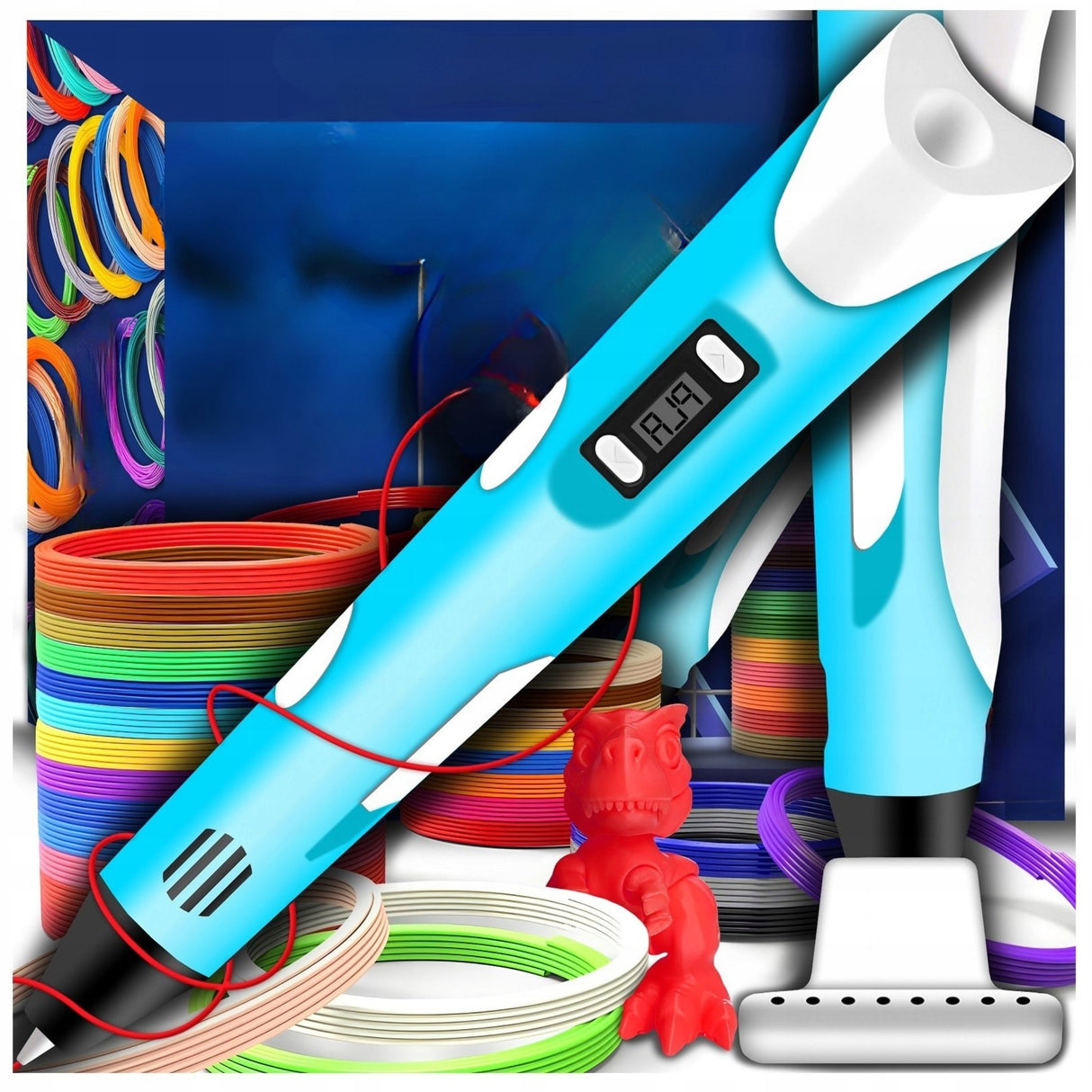 Długopis Drukarka 3D Pen Dla Dzieci Zestaw i Wkłady Niebieski 110 Metrów