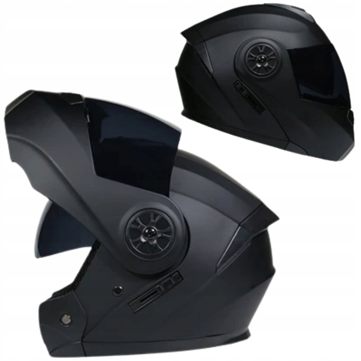 Kask Motocyklowy Szczękowy Czarny Wentylowany Podwójne Soczewki Rozmiar S
