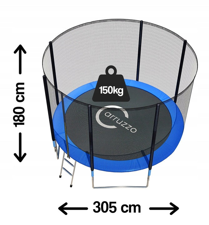 TRAMPOLINA OGRODOWA dla DZIECI SIATKA OSŁONA Mata 10FT 304-312cm + GRATISY