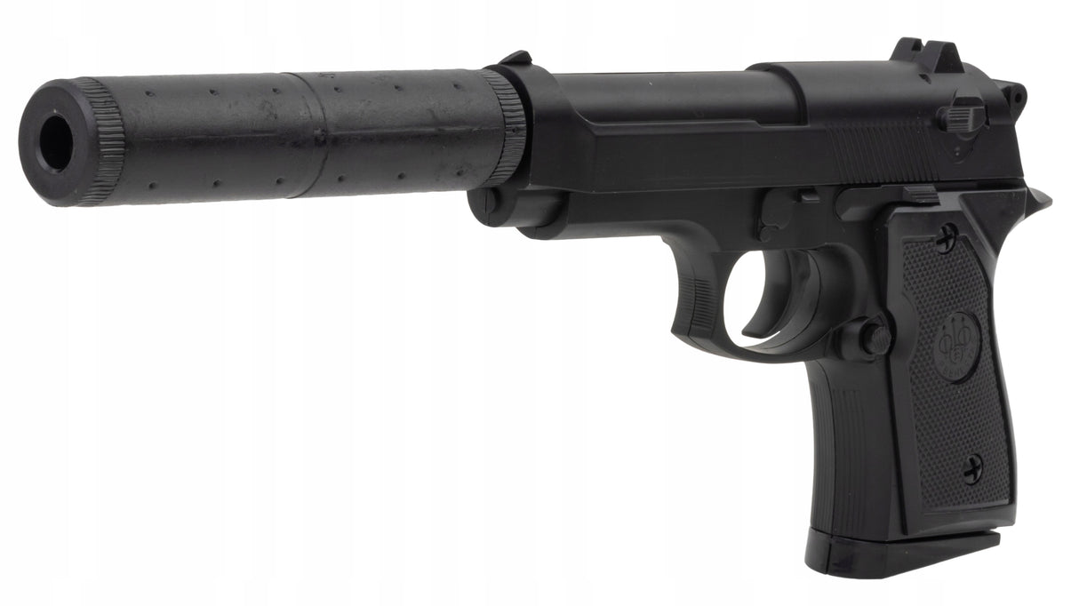 Pistolet na Kulki Metalowy Pistolet Beretta z Tłumikiem + Duży Granat 6mm