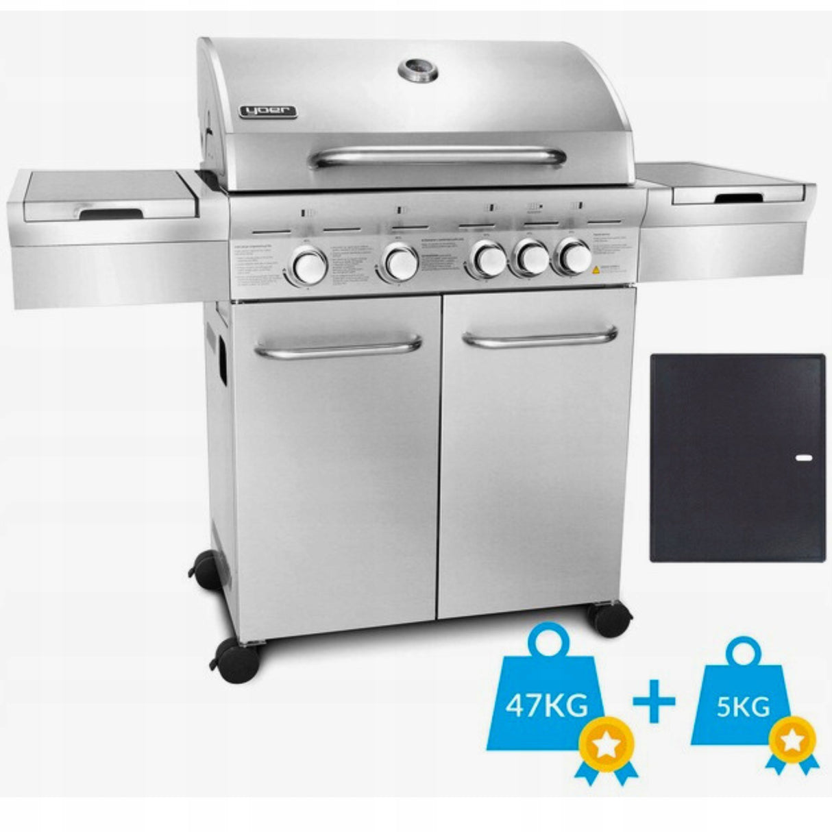Grill Gazowy Ogrodowy Żeliwny Nierdzewny 4+1 +17,15 kW + Szafa Na Butlę