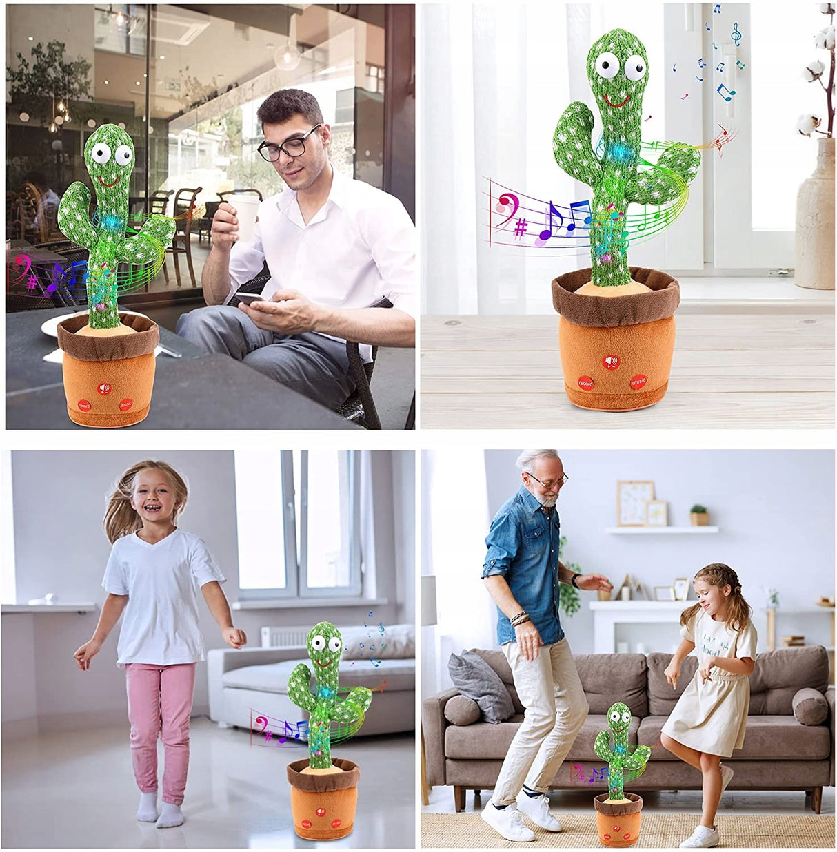 ŚPIEWAJĄCY TAŃCZĄCY ZABAWKA KAKTUS POWTARZA +LED
