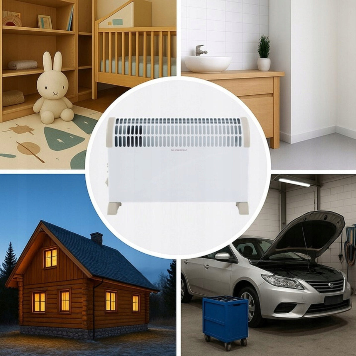 Grzejnik Elektryczny Konwektorowy Termostat Nawiew 750W 1250W 2000W 3 Tryby