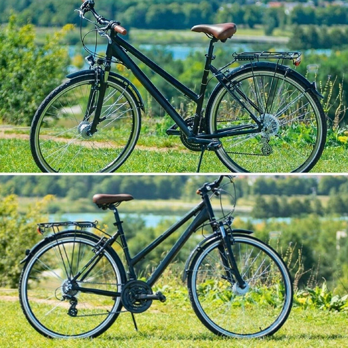 Rower Trekkingowy Damski Aluminiowy Światła SHIMANO 28" Koło Czarny Mat