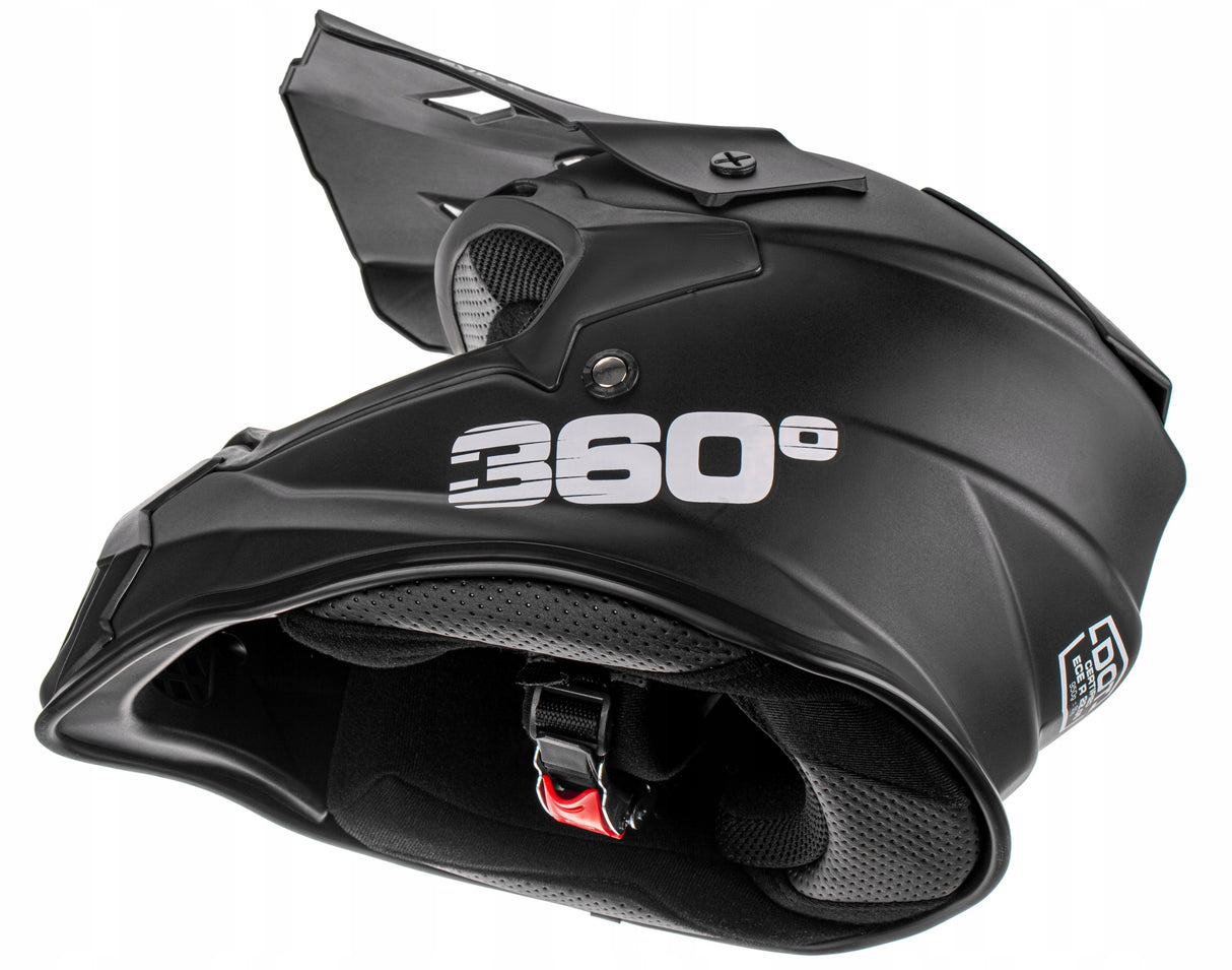Kask Cross Enduro S Homologacja ECE Daszek Wentylacja Na Quad MTB Czarny