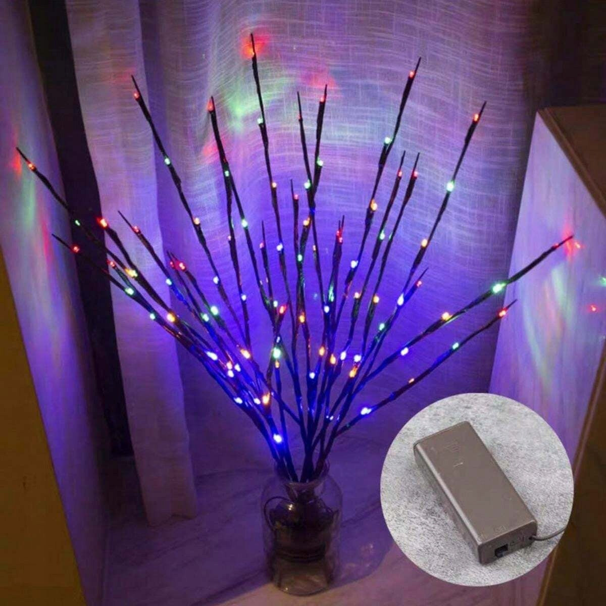 Gałązka 20 LAMPEK LED Baterie Do Wazonu WIELOKOLOROWE Gałązki Święta 70 cm