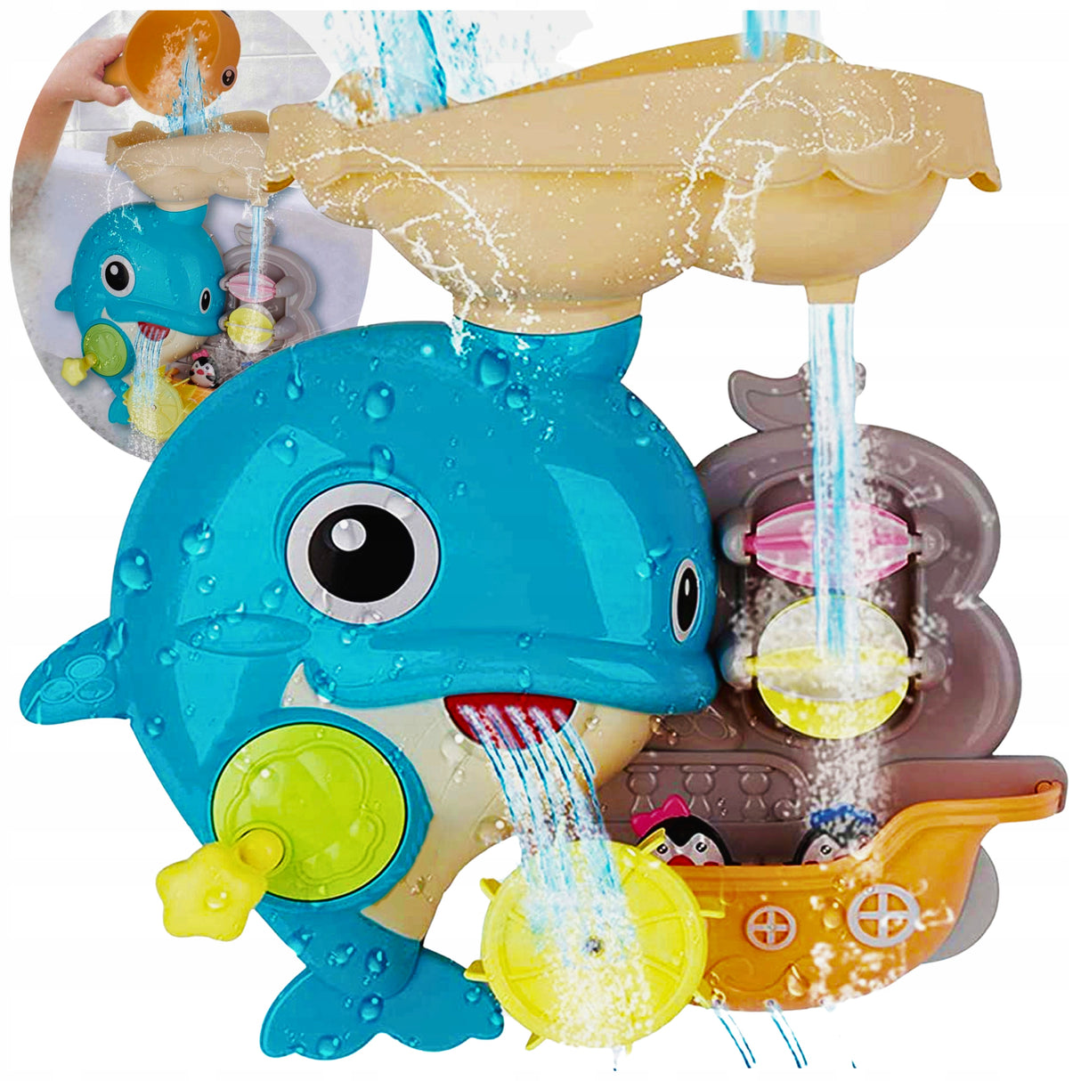Zabawka do Wanny Delfinek Przelewowy Delfin Prysznic dla Dzieci do Kąpieli