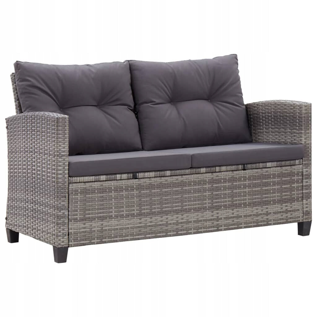 Sofa Ogrodowa Dwuosobowa z Poduszkami Szara Rattan PE 124x74x78 cm
