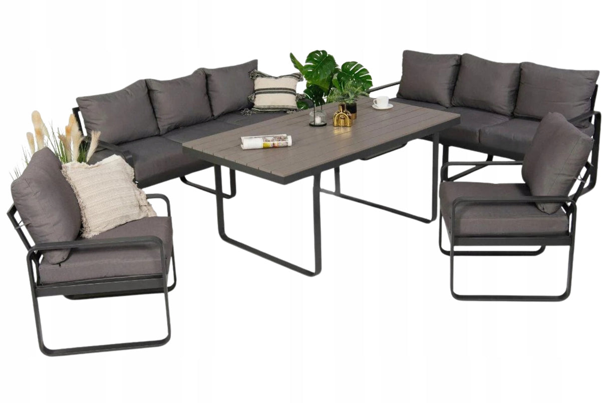 Meble Ogrodowe Zestaw dla 8 Osób 2xSofy 175 cm 2xFotele Stół Obiadowy 160cm