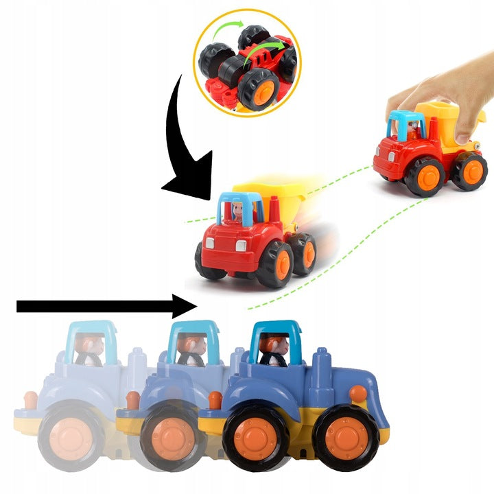 Auta Pojazdy Budowlane Rolnicze Koparka Traktor Autko Wywrotka 4SZT Zestaw