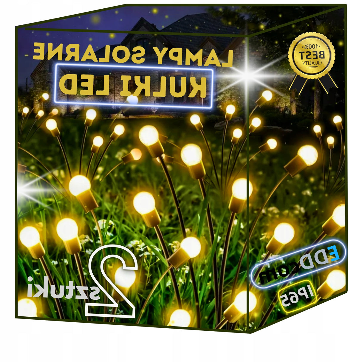 LAMPA OGRODOWA SOLARNA KULKI LED WBIJANA Z CZUJNIKIEM OZDOBA KULECZKI 2 Szt