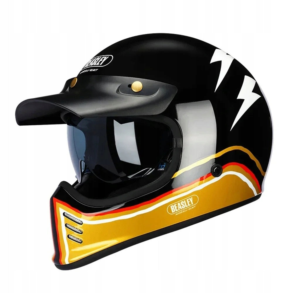 Kask Motocyklowy Pełna Twarz Vintage Oddychający Motocross Rozmiar 3XL
