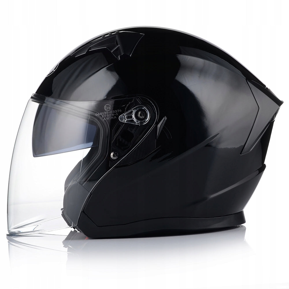 Kask Motocyklowy Otwarty Ochronny Chopper Skuter Czarny Połysk Rozmiar L