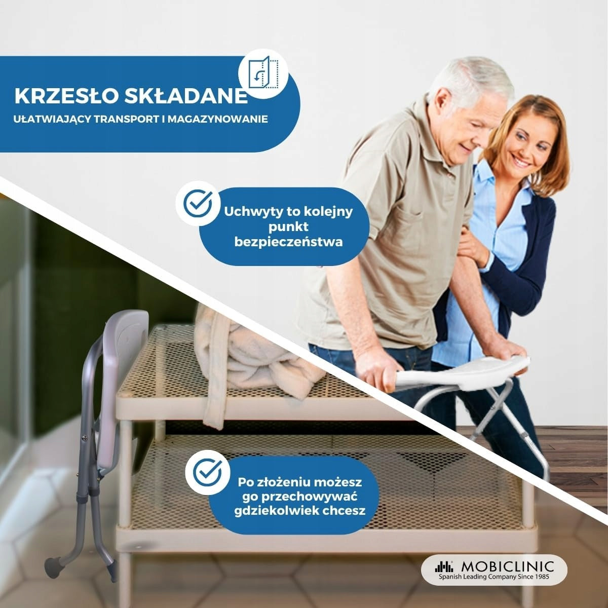 Siedzisko Prysznicowe Poves U267 Regulacja Wysokości Antypoślizgowe