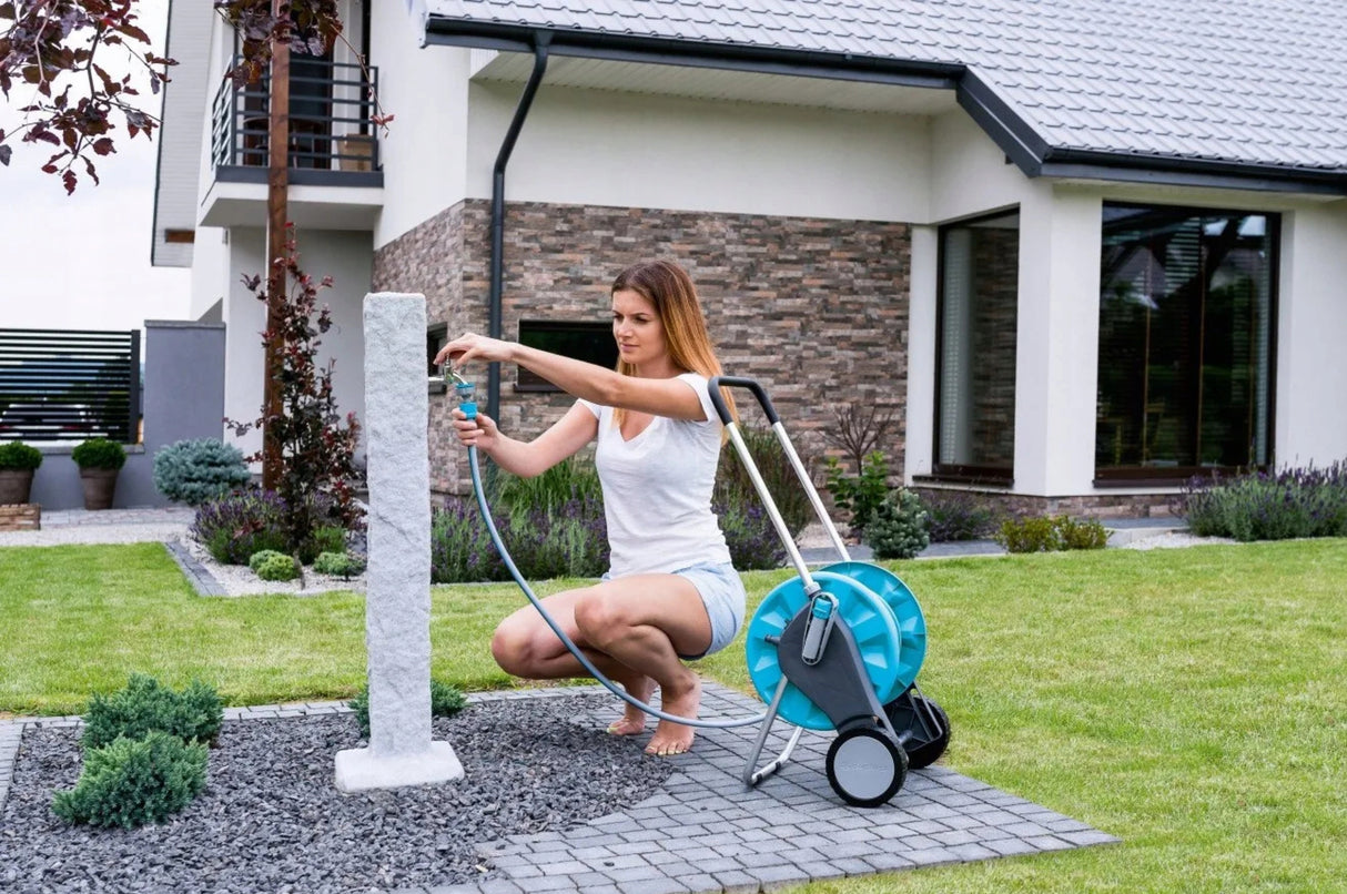 Wąż Ogrodowy Zestaw Wózek Stojak Bęben Statyw 1/2" 20m Średnica 1mm