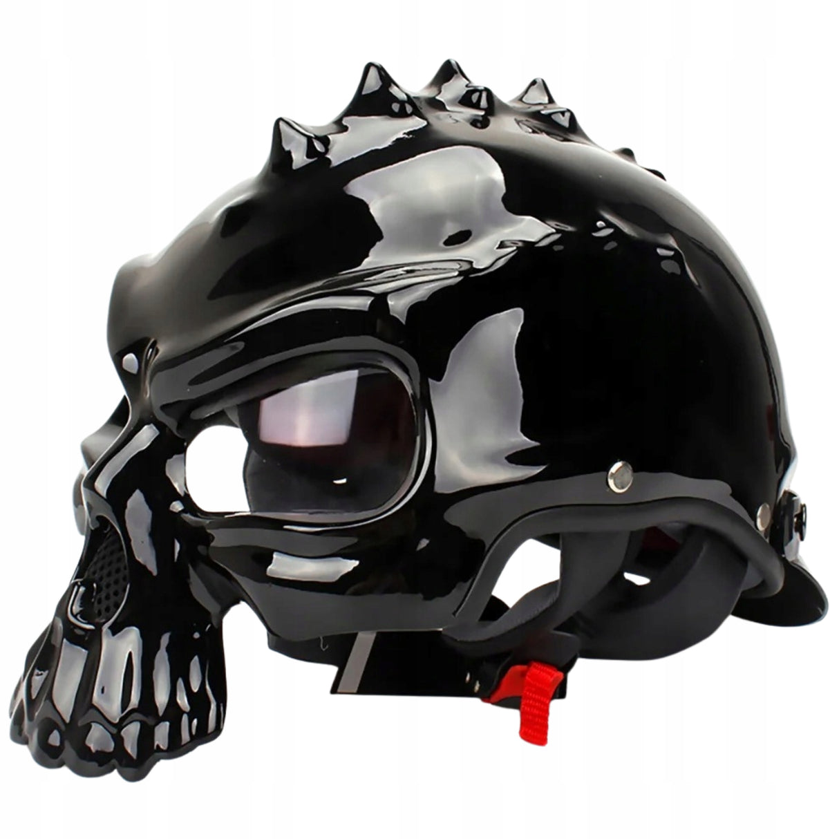 Kask Motocyklowy w Stylu Czaszki Unikalny Hełm Ochronny Pół Twarzy M Szary