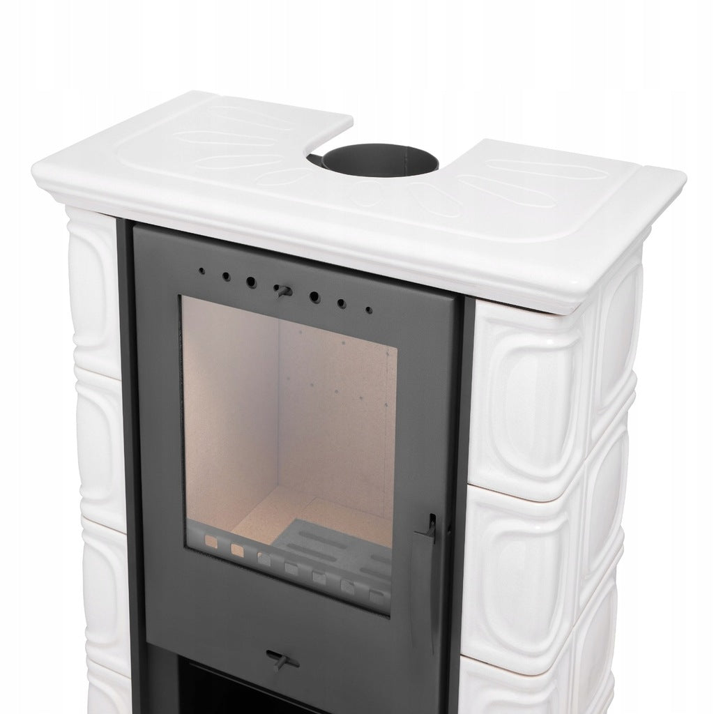 Kominek Kaflowy Piec Wkład Kominkowy Wolnostojący Koza 10 kW IVORY