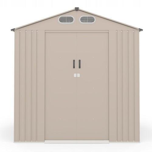 Domek Ogrodowy z Dwuspadowym Dachem Metalowy Beżowy 185x157cm 2,67m² POVES