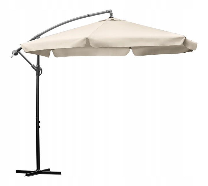 Parasol Ogrodowy Z Wysięgnikiem Składany Regulacja Wysokości 350Cm Beżowy