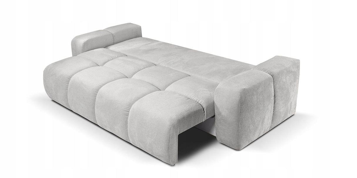 Sofa z Funkcją Spania Pojemnikiem Jasnoszara Tkanina Perfect Harmony