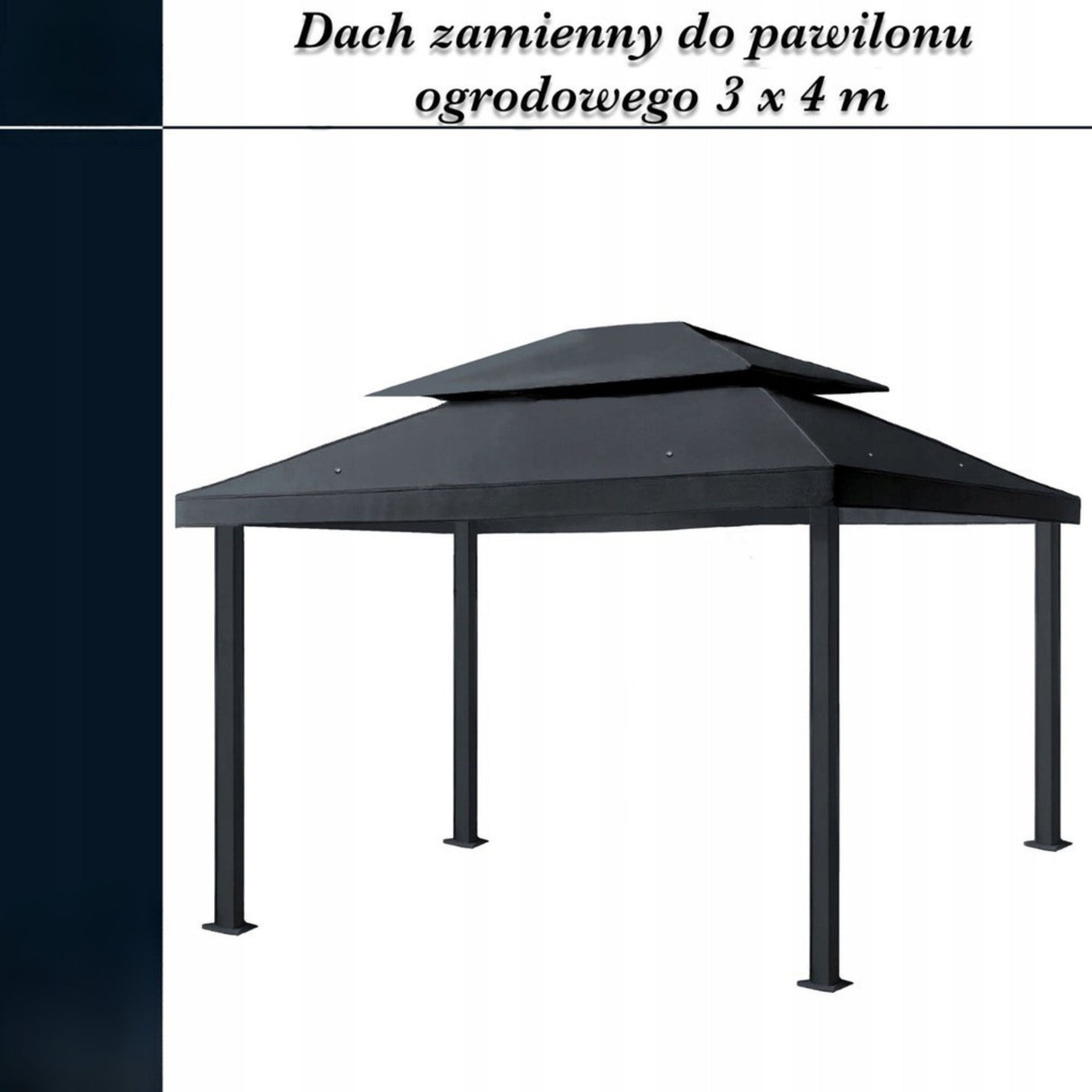 Dach Pawilon 4x3m Poszycie Wodoodporny M5 Antracyt z Kominem do Cyrkulacji